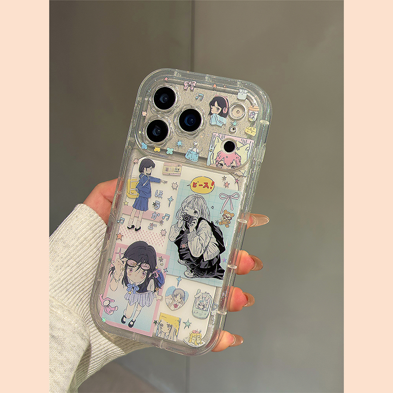 日系动漫学院风女孩适用苹果17promax手机壳iphone16女新款17pro全包防摔16pro网红爆款15pro保护套14滴胶13
