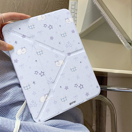 ins紫色星星绵羊Y+三折适用ipad11保护壳ipadair7新款ipad10笔槽air6防摔air2025苹果平板保护套pro女mini7