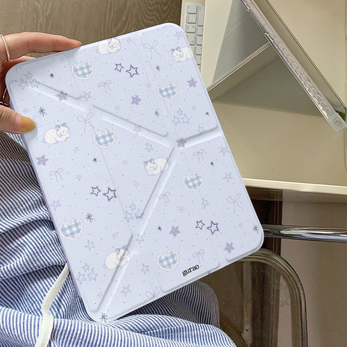 ins紫色星星绵羊Y+三折适用ipad11保护壳ipadair7新款ipad10笔槽air6防摔air2025苹果平板保护套pro女mini7