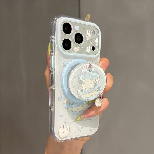超可爱卡通蓝苹果米菲兔磁吸磁吸支架适用苹果17promax手机壳iPhone17pro女新款16pro超好看独特15防摔保护套