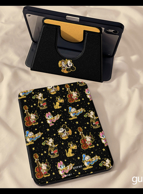 黑色星星米奇米妮360度旋转适用ipad11保护套air7/6新款ipad10带笔槽11寸防摔10.9苹果平板保护套mini7女款