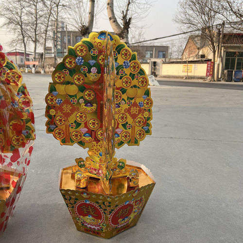 大号摇钱树堂口纸扎半成品发周年清明节祭祀用品寒衣上坟祭祖