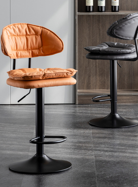 吧台椅现代简约旋转高脚凳家用靠背酒吧椅子收银台升降轻奢吧凳子