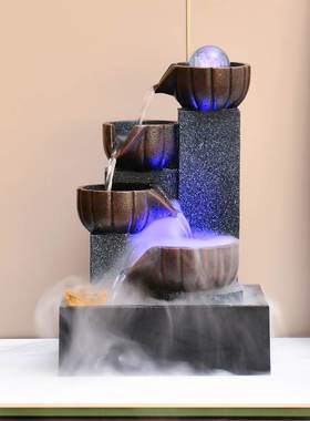 流水摆件循环水客厅电视柜桌面茶几招财风水轮小型喷泉办公室装饰