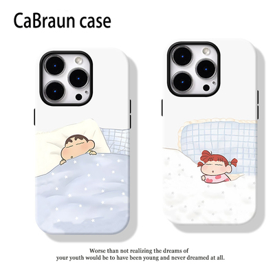 妮妮蜡笔小新适用苹果17AIR手机壳iPhone16/15/13promax情侣14/12/7/8plus韩国菲林二合一11xs/r三星S24ULTRA