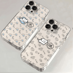 可爱喵喵适用OPPORENO15PRO手机壳oppo猫咪Reno14 4情侣z超火R15可爱透明R17保护套 1312