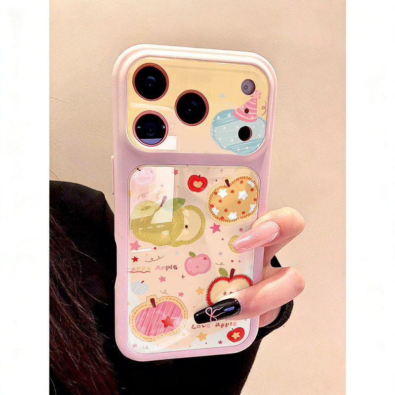 七彩粉绿黄苹果适用苹果17Pro手机壳十七六液态双贴壳iPhone16Promax平果15新款14大视窗13小清新可爱12套11