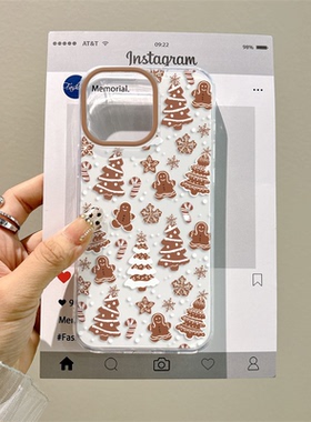 圣诞树姜饼人适用苹果17air手机壳iPhone16Promax圣诞节15/14平果13/12/11/7/8plus高级x/xs/xr大孔白色max套