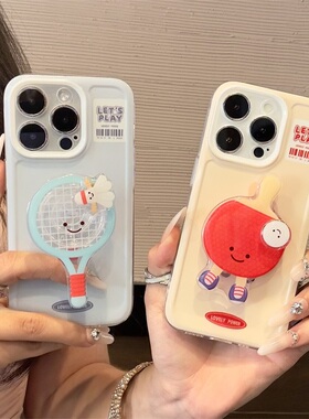 羽毛乒乓球拍支架适用VIVOS19PRO手机壳vivo夏日S19情侣S18/17/16/15/12/10透明S9E硅胶Pro/S7/6全包2X保护套