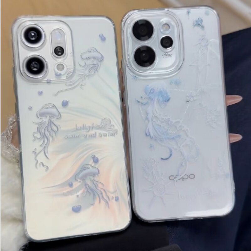 ins超仙水母适用opporeno16/15pro手机壳OPPO