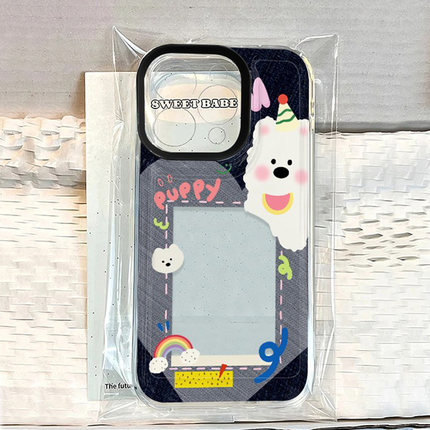 牛仔小狗相框适用OPPORENO13/12PRO手机壳oppo小卡Reno11/10/9/8/7/6/5/4放照片z软R15透明R17/OPPOReno15套