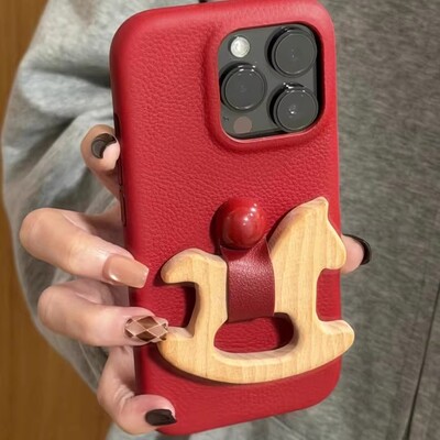 新年木马适用一加15手机壳OnePlus1+13/12/11r/10t红色1十ACE6/5Pro马年一加ACE2V仿皮纹ACE竞速版软保护套