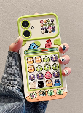 适用苹果15手机壳iPhone14趣味拼图13PRO小怪兽12mini兔子11适合夏天的XS max新款xr大视窗7保护8PLUS SE2套3