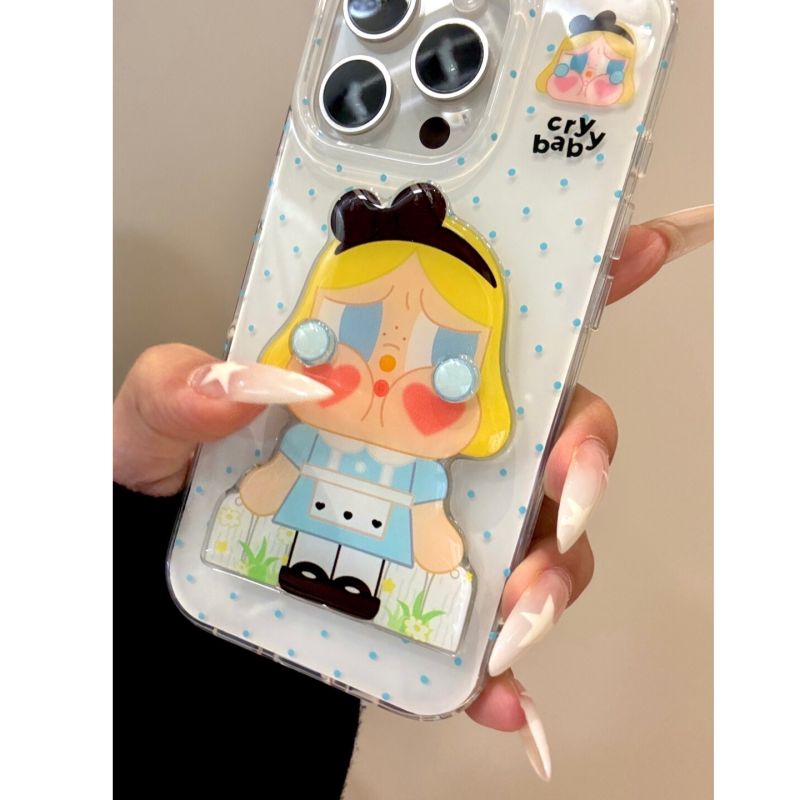 蓝波点萌妹支架适用iPhone17Airi苹果16Promax手机壳华为mate80/PURA80白底NOVA14荣耀600小米15K60NOTE13PRO图片