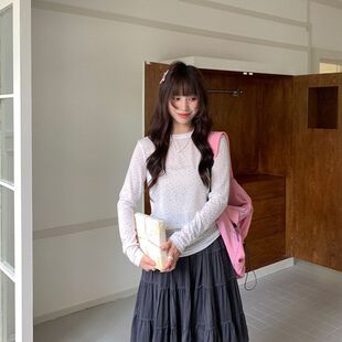 圆领长袖 you 韩系百搭碎花T恤女2735 新款 2026春季 think 十三行