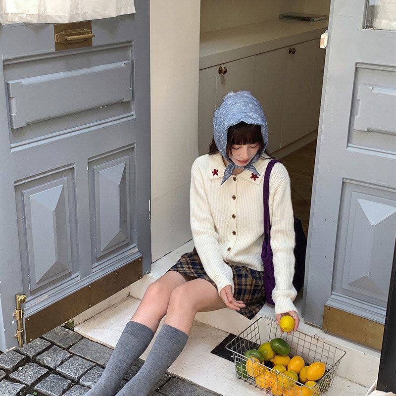 女秋季翻领毛衣外套宽松99开衫