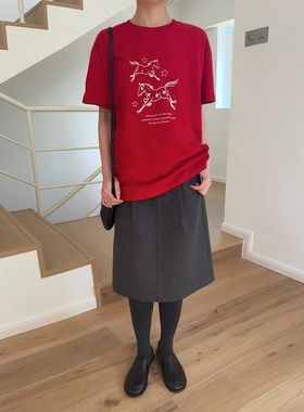 【EVER TRUE】正品！冬季韩版马年纯棉T恤女短袖圆领上衣30027-1