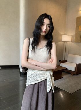 MMC亚麻两件套针织背心2026夏新款披肩腰结多种搭配上衣61M62228