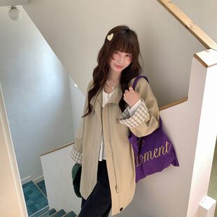 2026春季 十三行 新款 翻领开衫 中长风衣外套女2662 you 长袖 think