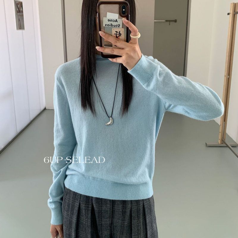 UP秋冬韩系高领纯色毛衣女2025