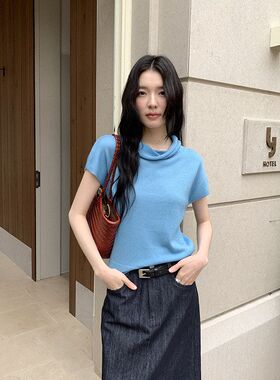 MMC DITION多色荡领短袖针织衫2026夏季新款韩系设计感百搭上衣女