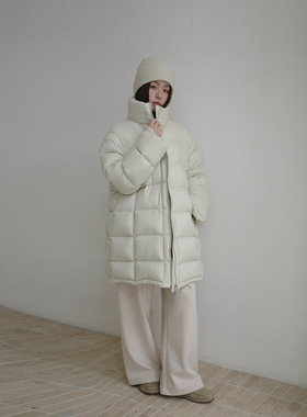 EVERTRUE 90%白鸭绒立领长款羽绒服女冬季新款韩版保暖外套61866