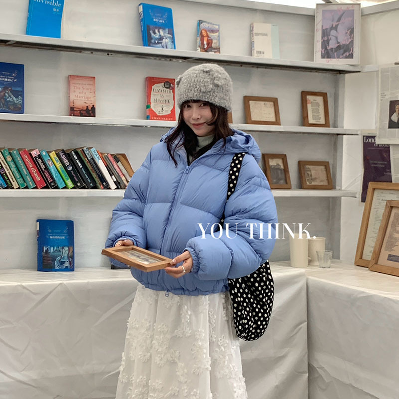 you think现货 冬季新款时尚加厚保暖连帽面包羽绒服外套女1508