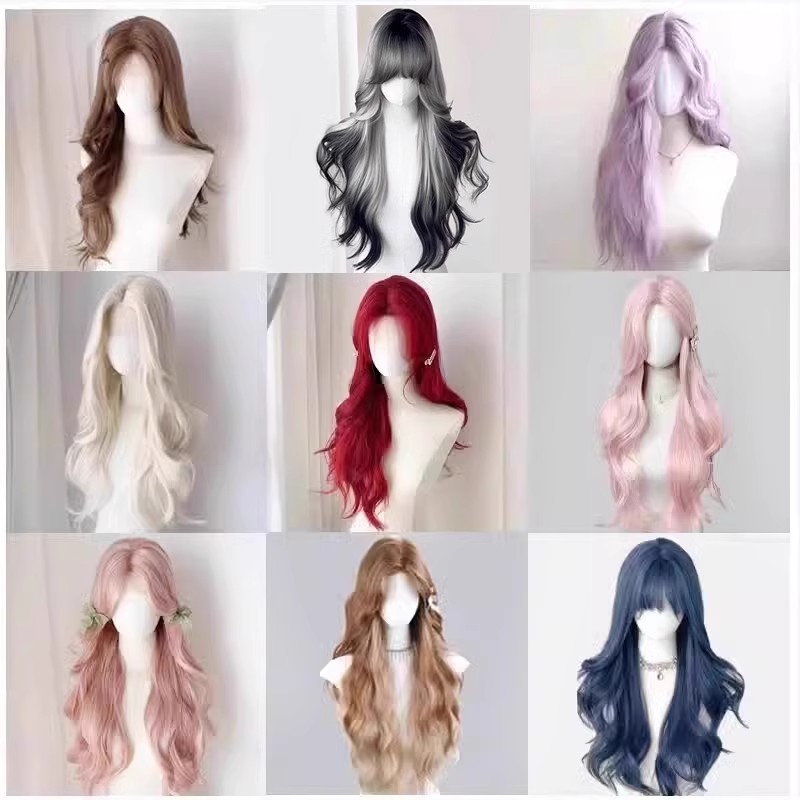 假发全头套女手织中分长卷发染色