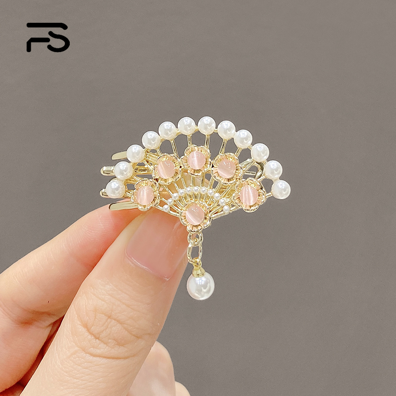 妃晟发夹合金古风扇子抓夹