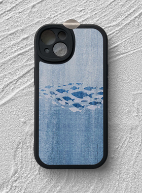 深海之鱼适用ipnone17promax手机壳华为mate60pro苹果16小米15红米note14复古创意风一加15vivox70小羊皮oppo