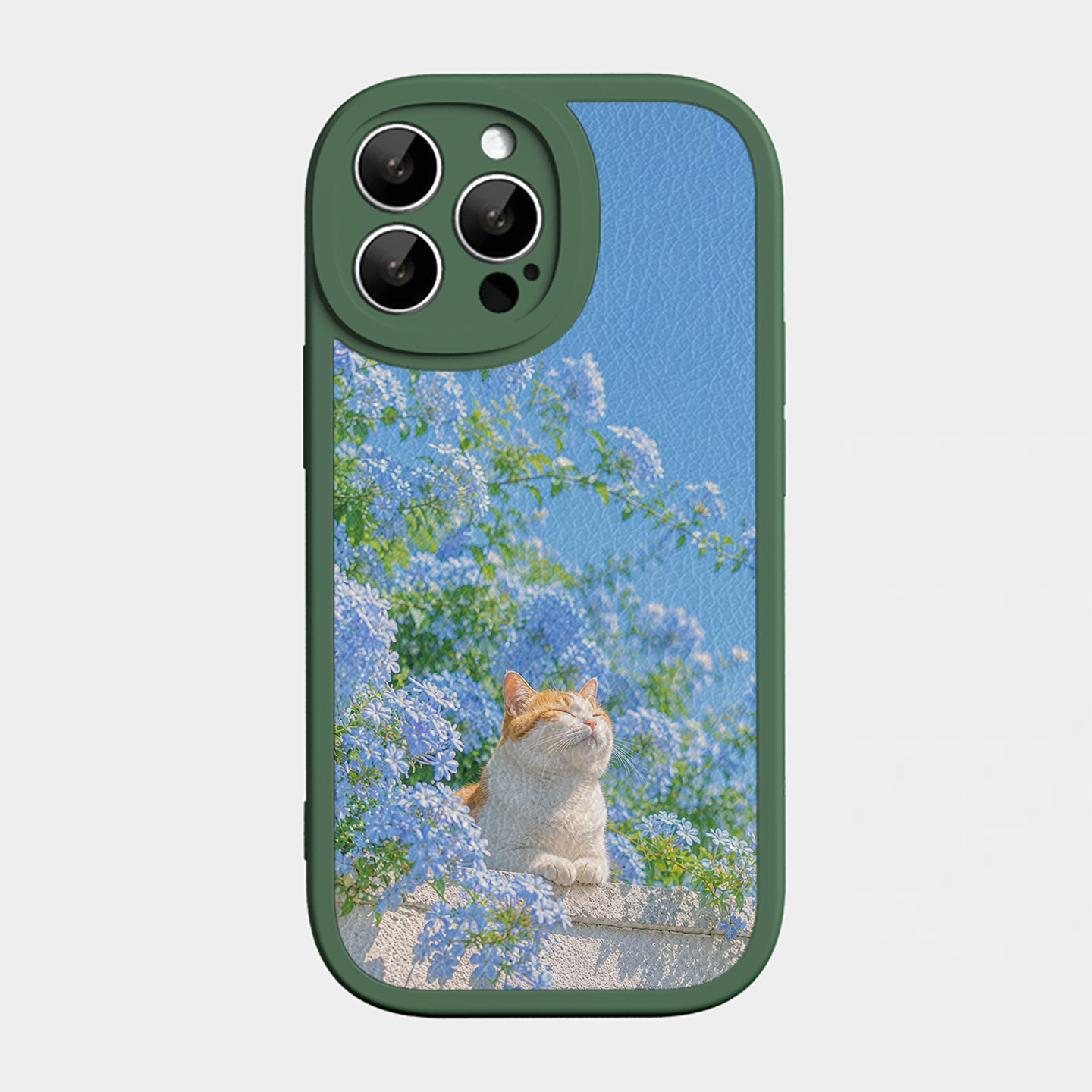蓝花与猫适用苹果17手机壳iPhone16promax小米15可爱慵懒氛围感华为nova14p9防摔保护套0荣耀400vivo一加oppo
