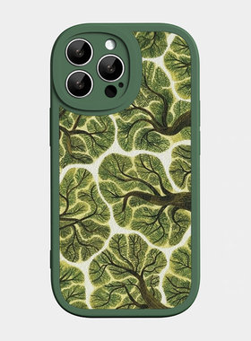 绿色森林适用iPhone14promax手机壳苹果16plus新款小米17软套13皮纹12华为nova15mate80p70红米k90荣耀magic6