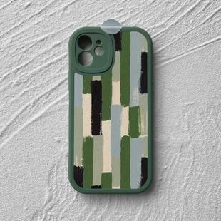墨绿色块笔触适用苹果17promax手机壳iphone16小米15opporeno14华为mate70新款p80创意艺术nova13软vivox200