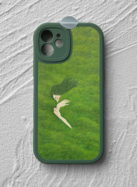 春眠~绿色iphone12promax手机壳苹果15全包13软壳华为nova12p50mate60p70小米14opporeno9vivos18荣耀200适用
