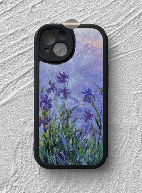 紫色花朵~艺术油画风适用苹果15promax手机壳13小米14华为mate60小羊皮荣耀100防摔vivoS18全包边oppo一加11