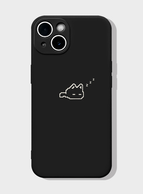 瞌睡猫咪iPhone17promax手机壳苹果14小米15华为mate60pro全包p80可爱简约红米nova适用reno荣耀300vivo黑色