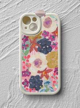 复古花朵~小众油画苹果16promax手机壳iPhone14小米15适用P70华为mate小羊皮nova荣耀200防摔vivos18全包oppo