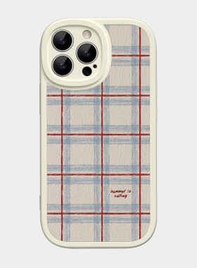 格子夏日适用iPhone17苹果16promax手机壳15小米14华为nova13清爽氛围感mate60小羊皮P70oppo荣耀200防摔vivo