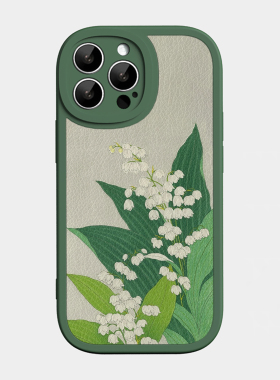 铃兰花适用iPhone17promax苹果16手机壳小米15华为p80/nova15pro新款小羊皮oppo新中式一加13清新文艺保护套