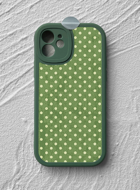 绿色波点苹果16promax手机壳防摔iphone15小米14荣耀300华为mate70小羊皮p60适用nova12vivox200女oppofindx8