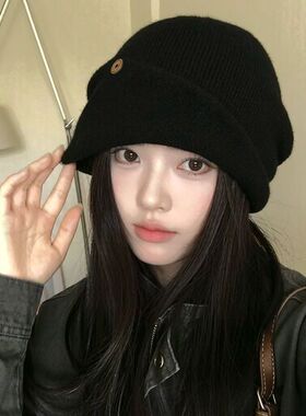 秋冬大弹力针织堆堆帽显脸小女款