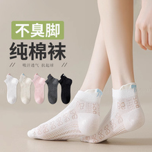 袜子女纯棉防脚气防臭薄款夏季短袜网眼透气抗起球中筒袜白色夏天