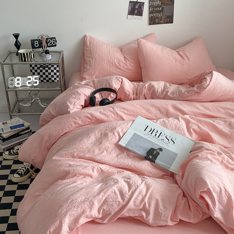 纯色水洗棉被套单件150x200cm宿舍单人被单被罩三件套非纯棉全棉