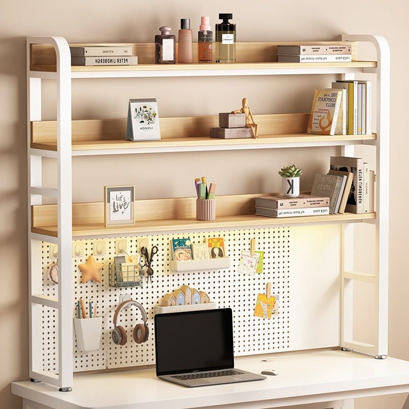 桌上洞洞板书架置物架书桌电脑桌面上方置物架化妆品多层收纳层架