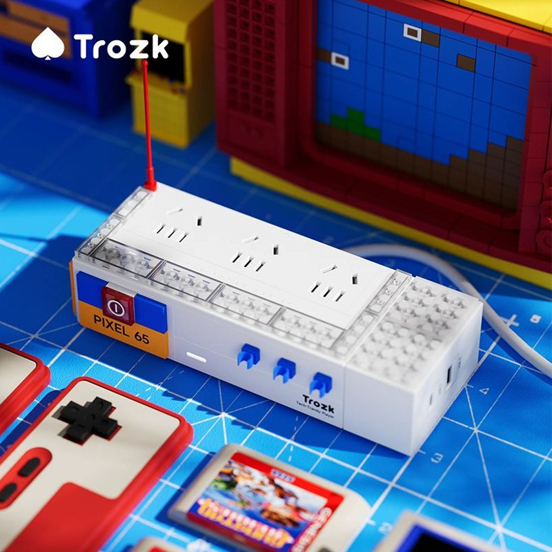 特洛克积木插排插座带USB接口家用宿舍插线板潮酷多孔适配器插板