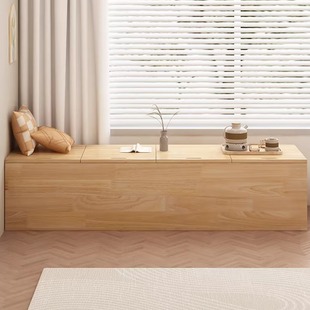 飘窗柜储物柜实木夹缝杂物收纳地柜松木柜子榻榻米床边卧室侧边柜