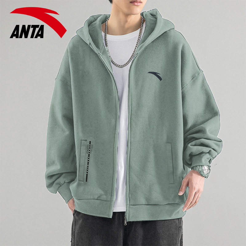 安踏跑步男连帽宽松透气外套大码