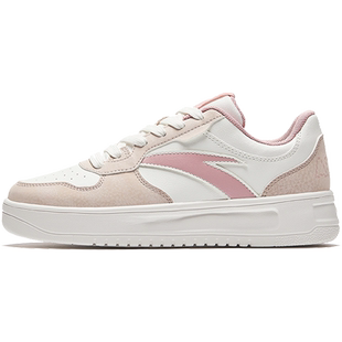 安踏轻便小白鞋女鞋2026春季新款皮面厚底板鞋低帮百搭休闲运动鞋