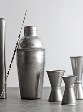 日式风格调酒器 雪花复古摇酒壶量盎司杯吧勺鸡尾酒手摇雪克壶