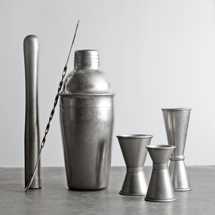 日式风格调酒器 雪花复古摇酒壶量盎司杯吧勺鸡尾酒手摇雪克壶